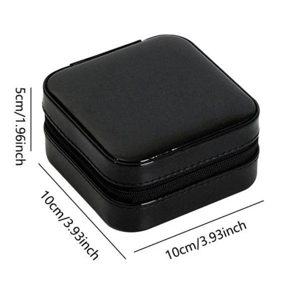 ❀ Black Jewelry Box Storage Organizer Zipper Travel Case Pouch - Picture 3 of 7